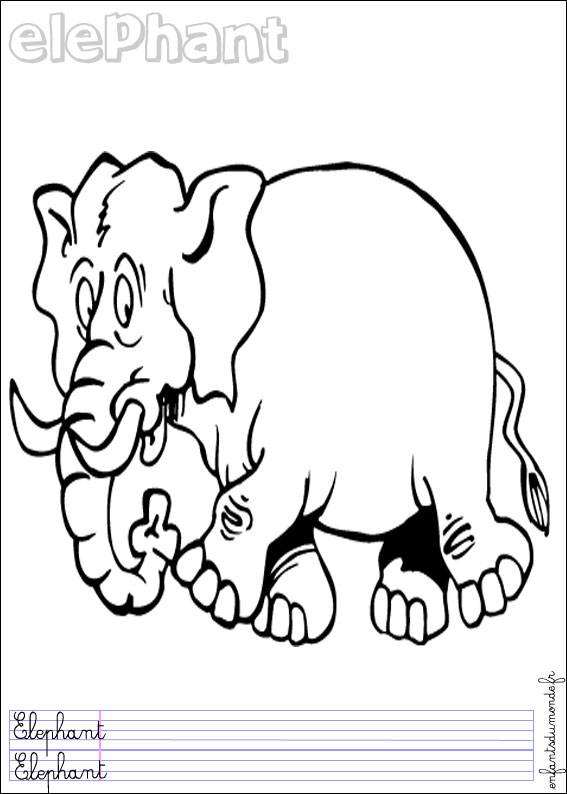 coloriage elephant 1